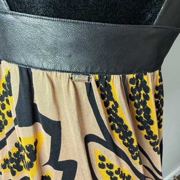 Marciano Silk and Leather halter Floral Black and Tan Dress - Picture 13 of 13